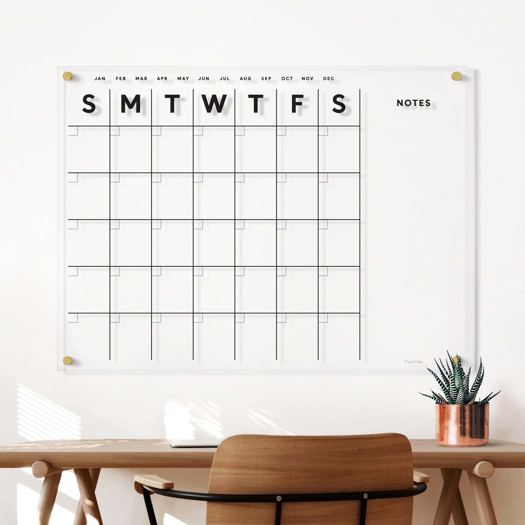  Acrylic Calendar Dry Erase Calendar for Wall, Clear