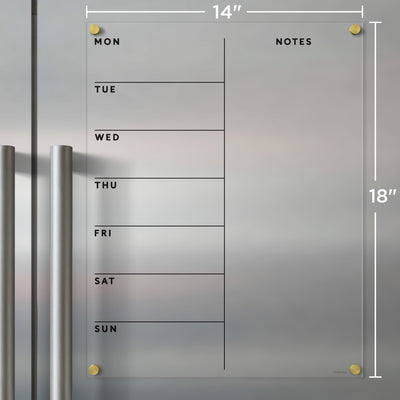 Clear Acrylic Weekly Fridge Calendar | Week and Notes