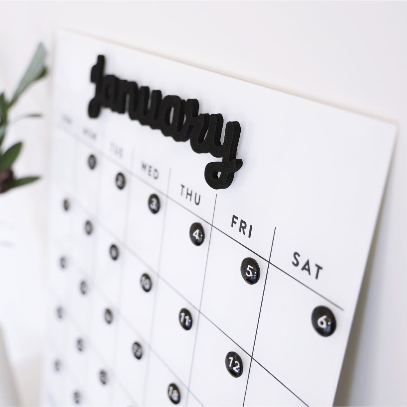 White Acrylic Monthly Calendar | Month Words | Mount Free