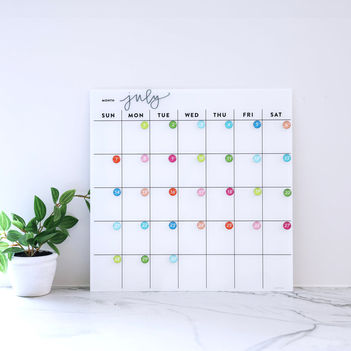 White Acrylic Monthly Calendar | Mount Free