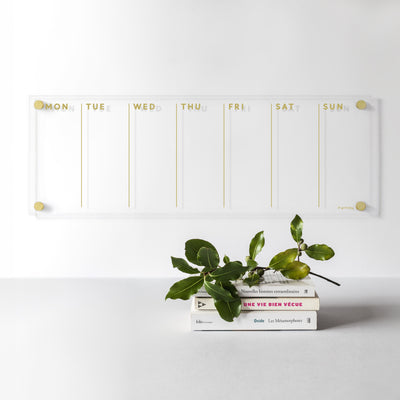 Acrylic Calendar - weekly with gold text