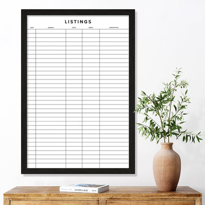 Real Estate Listings Framed Whiteboard | Vertical