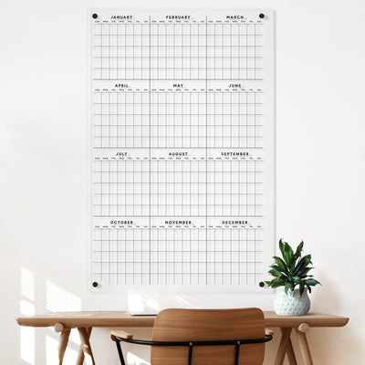 Yearly dry erase acrylic calendar