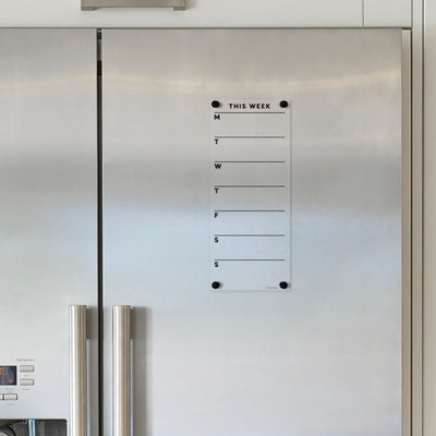 Acrylic Fridge Planner | Customizable Title | Black text