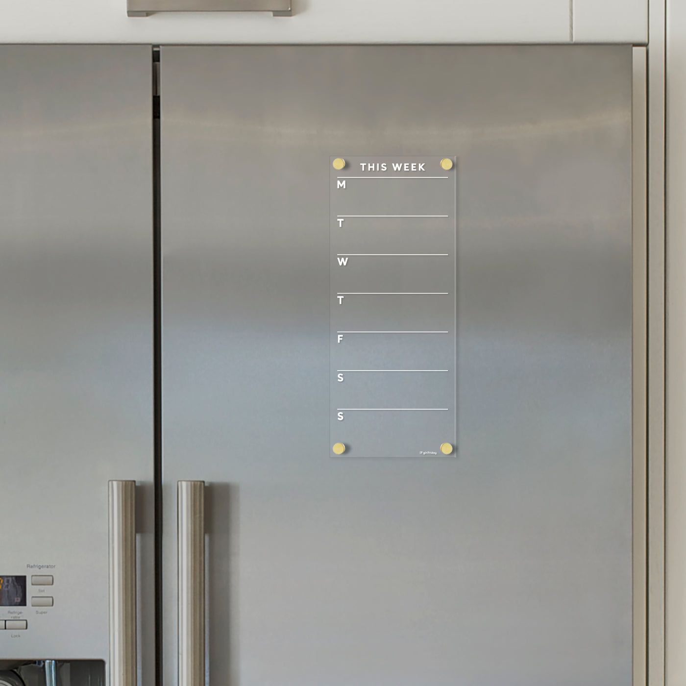 Acrylic Fridge Planner | Customizable Title | White text