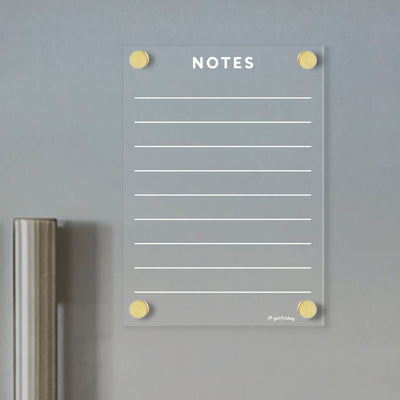 Clear Acrylic Fridge Memo Board | White Text