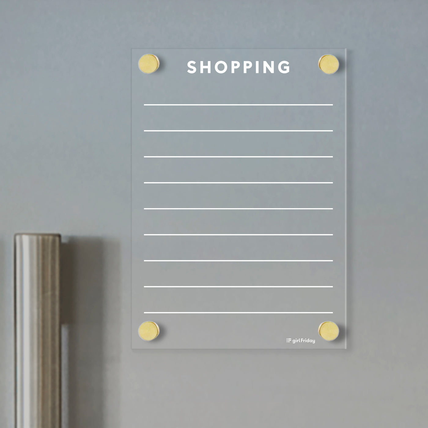 Clear Acrylic Fridge Memo Board | White Text