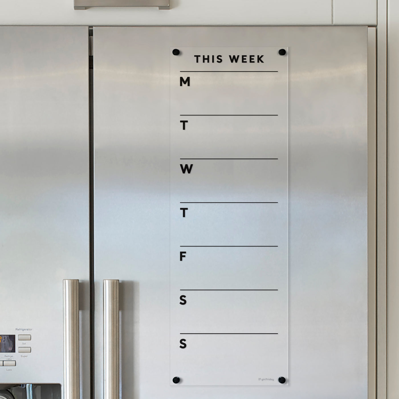 Acrylic Fridge Planner | Customizable Title | Black text