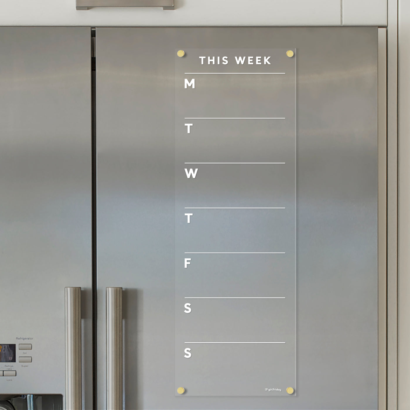 Clear Acrylic Fridge Planner | Customizable Title | White text