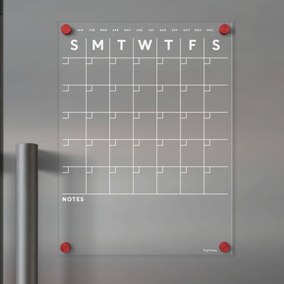 Acrylic Fridge Calendar | Custom Family Name | White Text