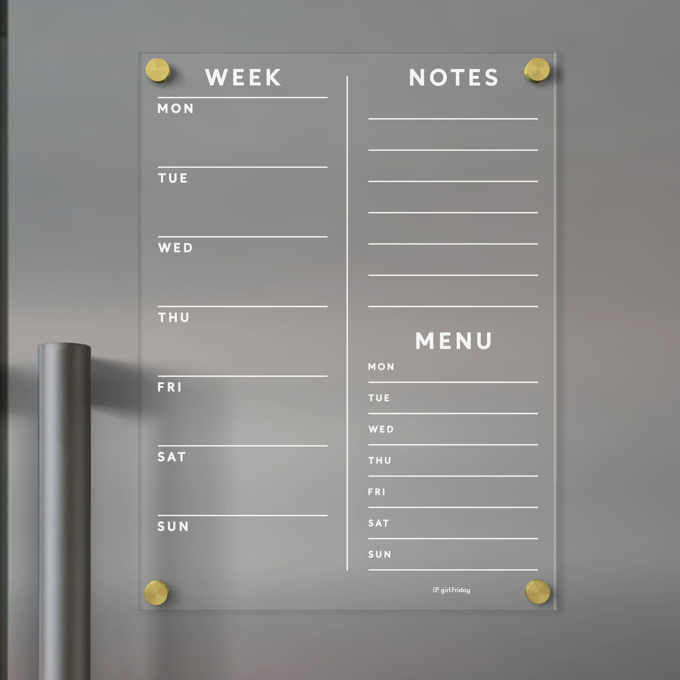 FRIDGE calendar - Magnetic acrylic with with customizable sections