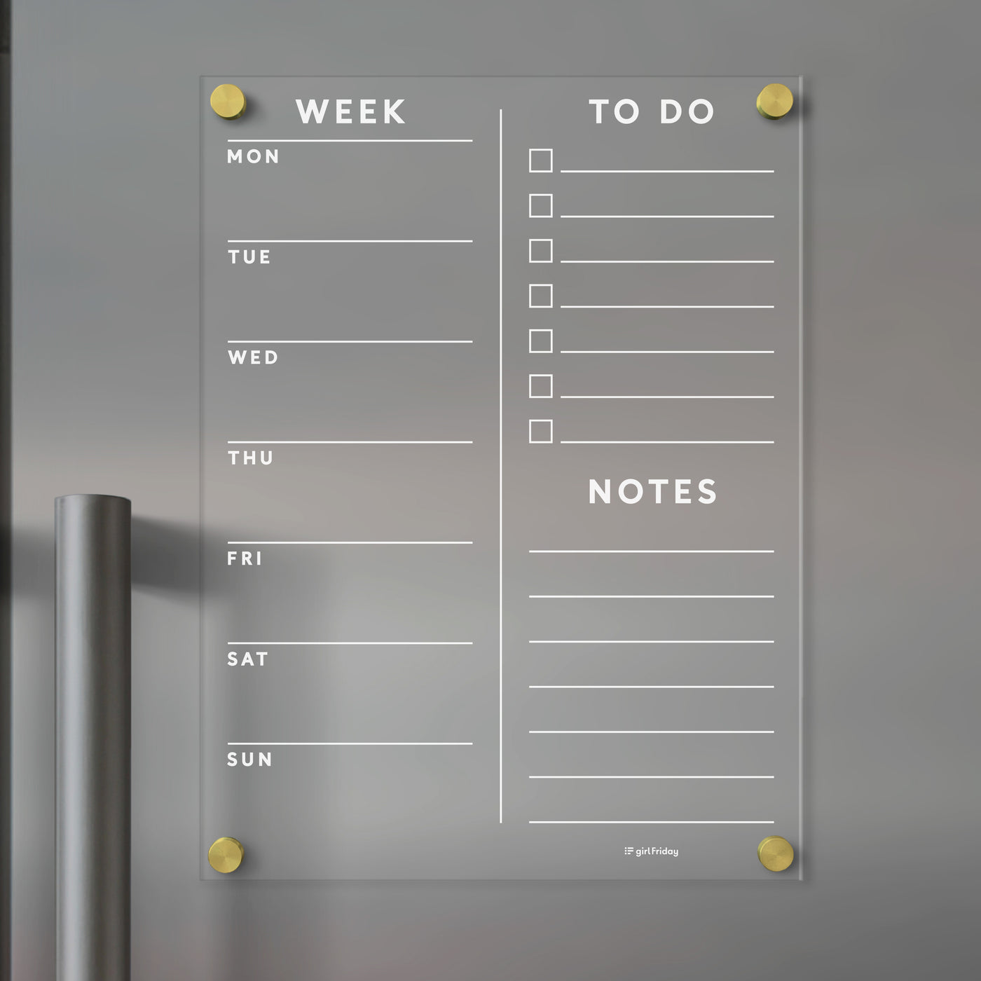 FRIDGE calendar - Magnetic acrylic with with customizable sections