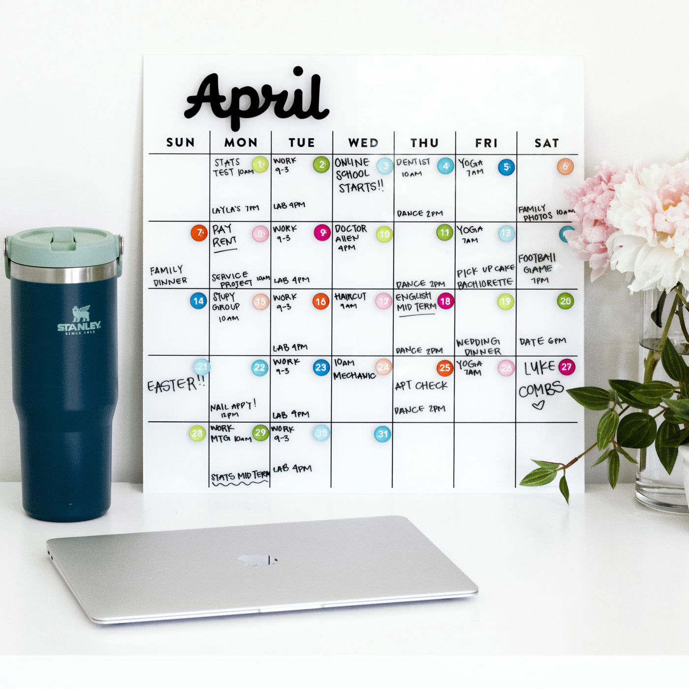 Dry erase calendar - Magnetic Acrylic calendar- Lucite calendar - wall calendar