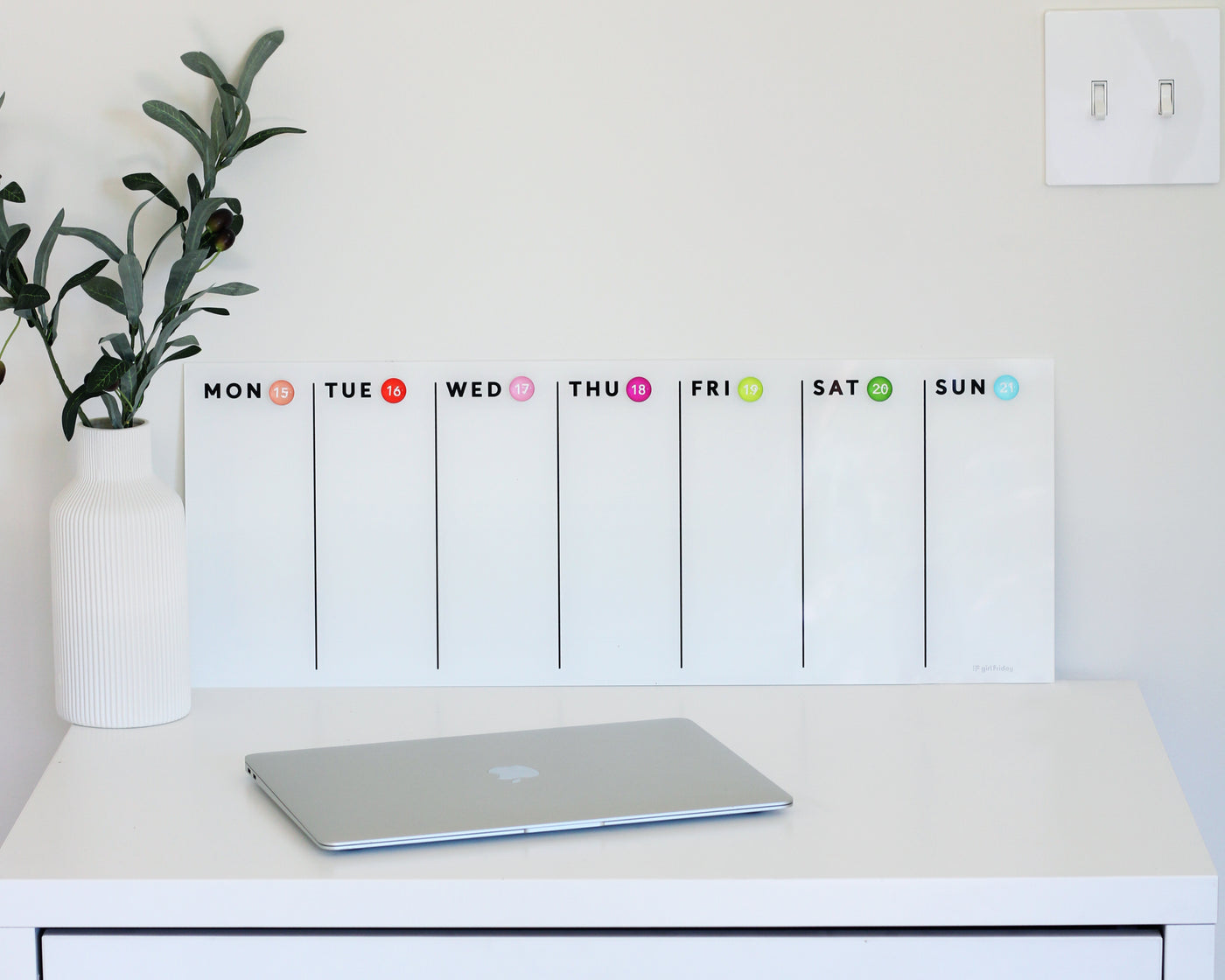 Dry erase wall calendar - perfect for non-magnetic fridge or dorm room wall