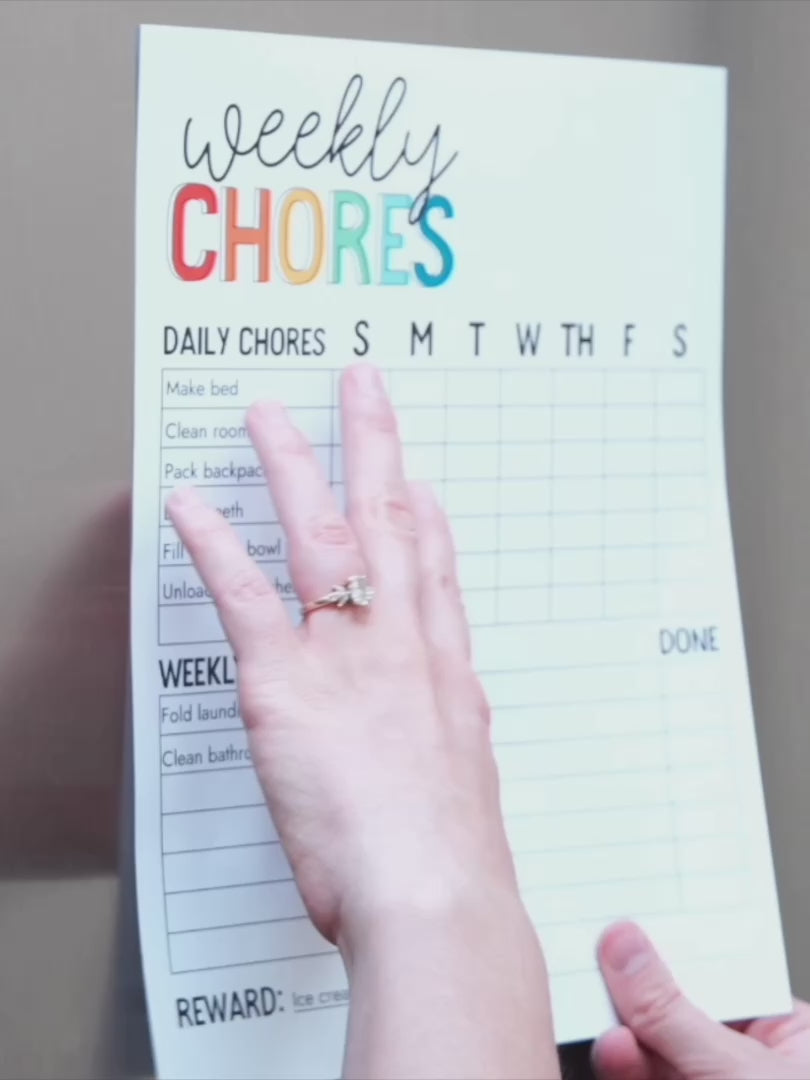 Magnetic Chore Chart cover - a magnetic dry erase clear cover for paper chore charts or other lists!