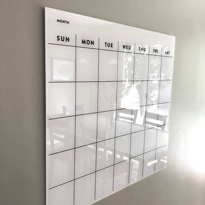 White Acrylic Monthly Calendar | Mount Free